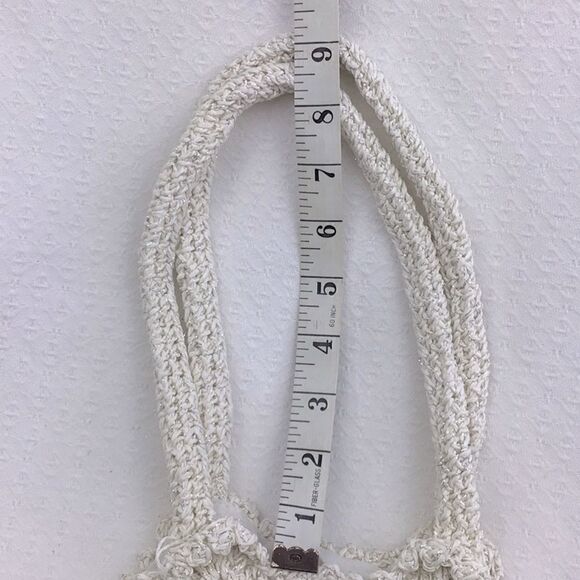 White Woven Boho Festival Tote with Metallic Thread - Picture 9 of 11